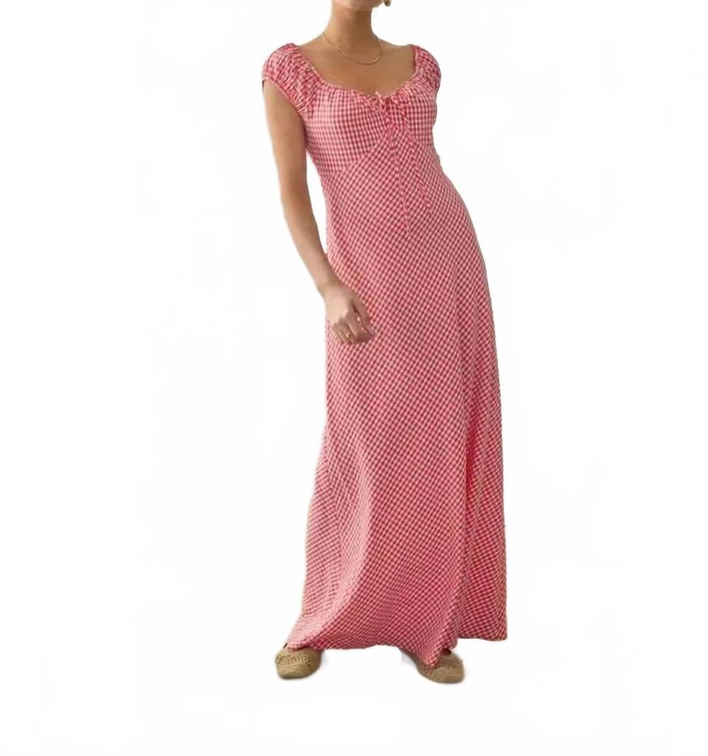 NEW SKIES ARE BLUE picnic in bloom gingham maxi dress in red